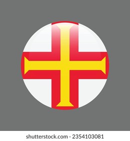 La bandera de Guernsey. Icono de indicador de botón. Color estándar. Indicador de icono de círculo. 3 quinquies ilustración. Ilustración del equipo. Ilustración digital. Ilustración vectorial.