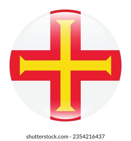 The flag of Guernsey. Button flag icon. Standard color. Circle icon flag. 3d illustration. Computer illustration. Digital illustration. Vector illustration.