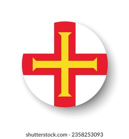 The flag of Guernsey. Button flag icon. Standard color. Circle icon flag. 3d illustration. Computer illustration. Digital illustration. Vector illustration.
