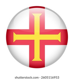 flag of Guernsey, button round glossy icon