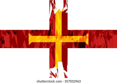 Flag of Guernsey in grunge style. Vector illustration.