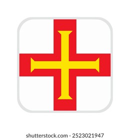 The flag of guernsey. Flag icon. Standard color. flat vector square with rounded corners. Computer illustration. Digital illustration. Vector illustration	