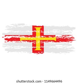 Flag of Guernsey Flag the illustration vector on a white background, brush stroke Design Elements