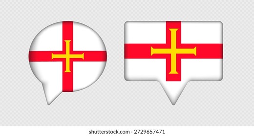 Flagge von Guernsey in Sprechblase.