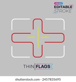 La bandera de Guernsey. Icono de bandera fina. Marca Guernsey de trazo editable