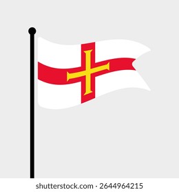 Bandeira de Guernsey. Design de ícone de ilustração de vetor de bandeira de Guernsey. Bandeira de mastro flutuante.