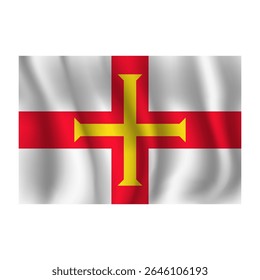 Bandeira de Guernsey ondulações ao vento, com dobras 3d