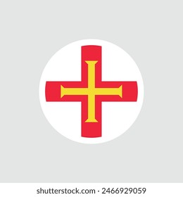 Flag of Guernsey. White flag with a cross. Guernsey is the state symbol of the British Crown Dependency.