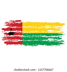 Flag of Guin-Bissau the illustration vector on a white background, brush stroke Design Elements