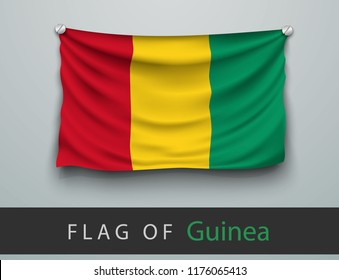 FLAG OF guinea battered, hung on the wall, screwed screws