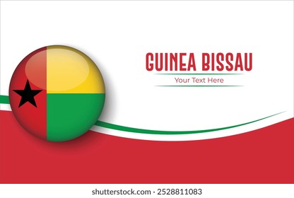 Flag of Guinea Bissau Circle isolated on White background with Text. Banner, Poster, vector, template, Mockup, Background, Social Media, Post, 3D.