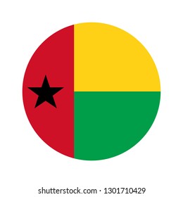 Flag of Guinea Bissau. Circular icon on white background, vector illustration.