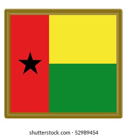 Flag of Guinea Bissau with gold frame