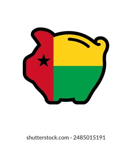 Flag of Guinea Bissau, piggy bank icon, vector symbol.