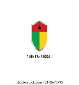 Flag of Guinea Bissau with shield shape icon flat vector illustration