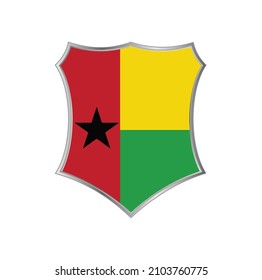 Flag of Guinea Bissau with silver shield frame