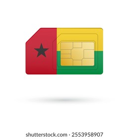 Flag of Guinea Bissau. Vector illustration of SIM Card with flag on white background