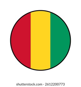 Flag of Guinea. Black edge. Guinea circle flag logo icon computer vector illustration design.