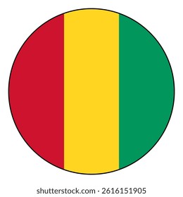 Flag of Guinea. Black edge. Guinea circle flag logo icon computer vector illustration design.