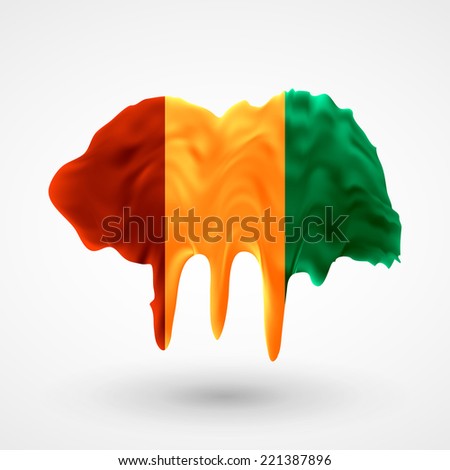 Flag of Guinea 
Blot with paint streaks with the national colors. Independence Day. Banner Pennon Pennant Background Stock Vector Icon Image Picture Illustration Printed material Logo 