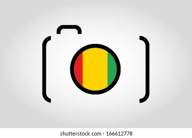 The flag of Guinea in a Camera Lens