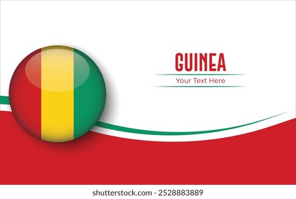 Flag of Guinea Circle isolated on White background with Text. Banner, Poster, vector, template, Mockup, Background, Social Media, Post, 3D.