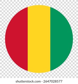 Flag of Guinea. Guinea circle flag logo icon computer vector illustration design. Transparent checkerboard background.