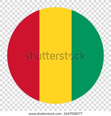 Flag of Guinea. Guinea circle flag logo icon computer vector illustration design. Transparent checkerboard background.