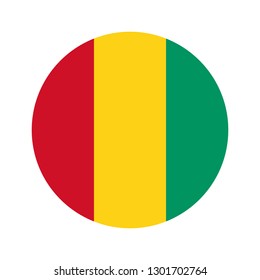 Flag of Guinea. Circular icon on white background, vector illustration.