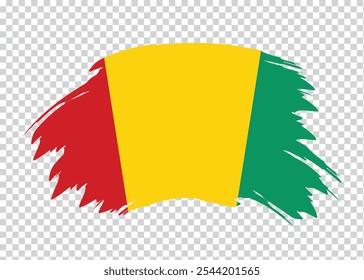 Bandera de Guinea con efecto de pincel de trazo de pintura en fondo aislado