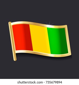 flag of Guinea in the form of badge, flat image