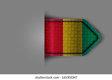Flag of Guinea the form of a glossy textured label or bookmark. Vector illustration.