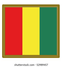 Flag of Guinea gold frame
