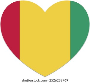 The flag of Guinea. Heart shaped flag icon. Standard color. Heart icon flag. Vector illustration