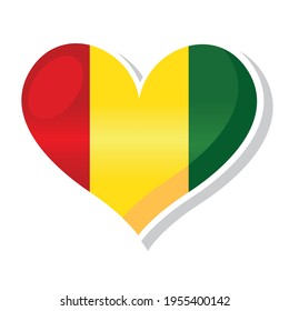 Flag of Guinea in heart shaped - Vector illustration