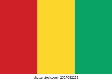 The flag of Guinea. Flag icon. Standard color. Standard size. A rectangular flag. Computer illustration. Digital illustration. Vector illustration.