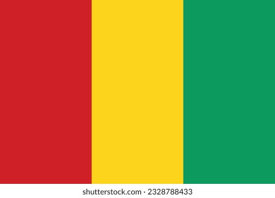 The flag of Guinea. Flag icon. Standard color. Standard size. A rectangular flag. Computer illustration. Digital illustration. Vector illustration.