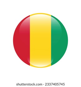 The flag of Guinea. Flag icon. Standard color. Circle icon flag. 3d illustration. Computer illustration. Digital illustration. Vector illustration.