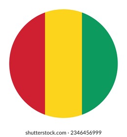 The flag of Guinea. Flag icon. Standard color. Circle icon flag. Computer illustration. Digital illustration. Vector illustration.