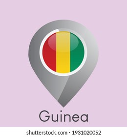 Indicador de la ubicación de Guinea diseño de icono de pin, ilustración simple de gradiente brillante, eps 10
