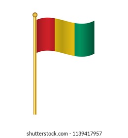 Flag of Guinea ,Guinea flag official colors and proportion correctly,Guinea  flag waving isolated Vector illustration eps10.