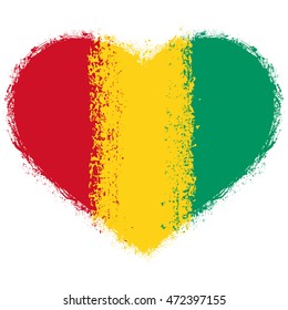 Flag of Guinea on grunge heart