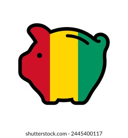 Flag of Guinea, piggy bank icon, vector symbol.