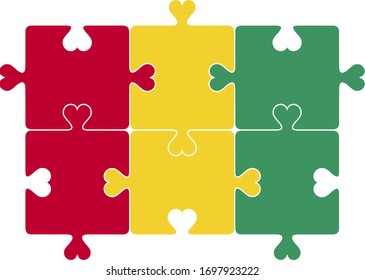 Flag of Guinea . Puzzle Pieces Concept Design 