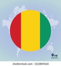 Flag of Guinea Round Glossy Icon. Vector illustration eps 10.