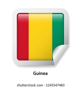 Flag of Guinea. Round glossy sticker
