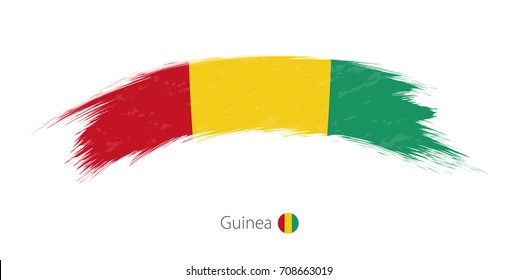 Flag of Guinea in rounded grunge brush stroke. Vector illustration.
