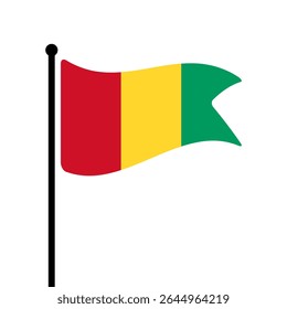 Flag of Guinea. Guinea flag vector illustration icon design. Fluttering flagpole flag.