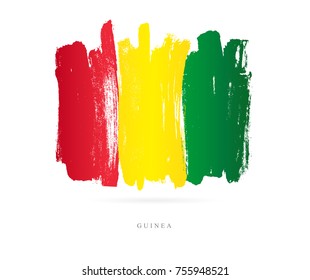 Flag of Guinea. Vector illustration on white background. Beautiful brush strokes. Abstract concept. Elements for design.