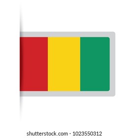 Flag of Guinea. Vector illustration of a stylized flag. The slit in the paper with shadows. isolated on white.